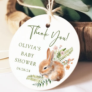 Nature's Delight Bunny Baby Shower Favour Gift Tag