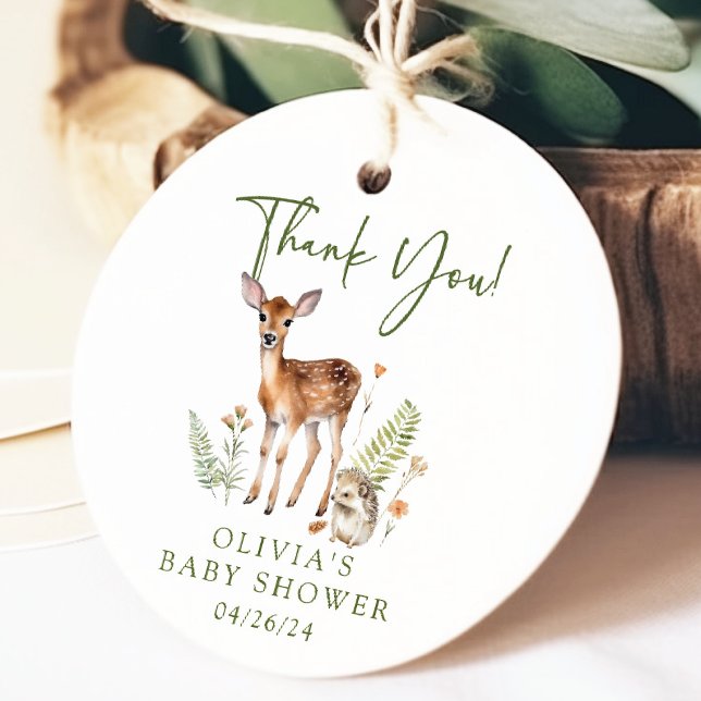 Nature's Delight Deer Baby Shower Favour Gift Tag (Creator Uploaded)