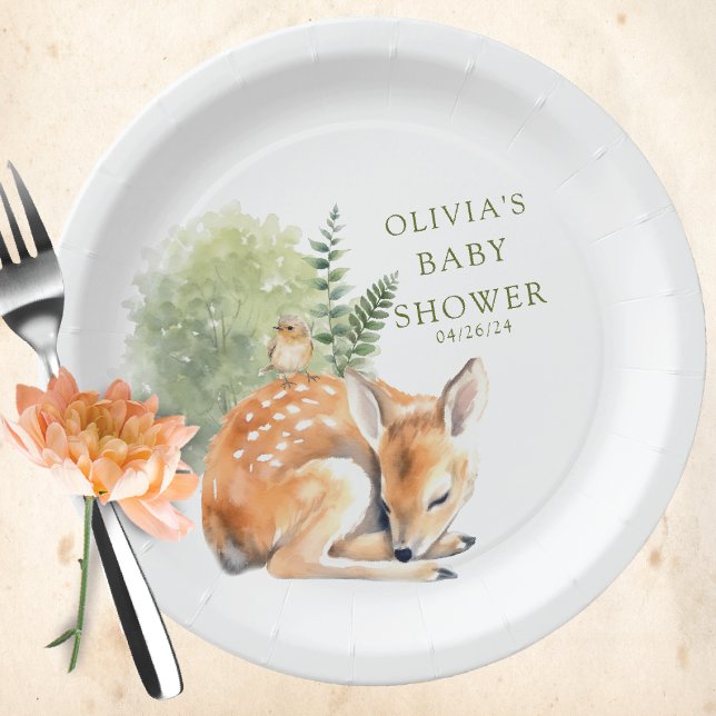 Nature's Delight Deer Baby Shower Favour  Paper Plate (Creator Uploaded)