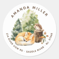 Nature's Delight Fox Baby Shower Address Label