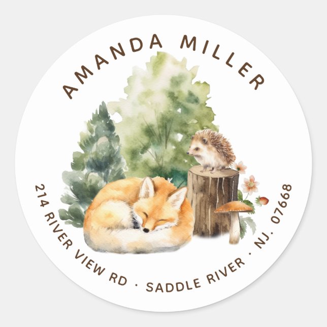 Nature's Delight Fox Baby Shower Address Label (Front)