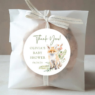 Nature's Delight Fox Baby Shower Classic Round Sticker