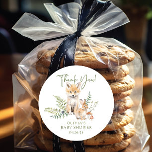 Nature's Delight Fox Baby Shower Classic Round Sticker