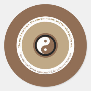 Nature's Embrace Earthy Brown Evil Eye Yin Yang Classic Round Sticker