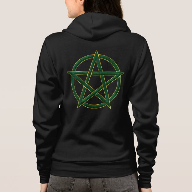 Nature's Embrace: Emerald Pentagram Hoodie (Back)