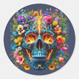 Nature's Embrace Skull Classic Round Sticker