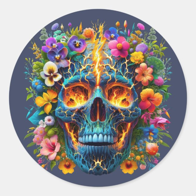 Nature's Embrace Skull Classic Round Sticker (Front)