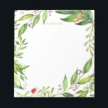 Natures Garden Foliage | Add Your Own Monogram Notepad<br><div class="desc">The soft flutter of a little ladybug settling quietly onto a green garden vine with a happy butterfly perched on the leaves above. Spring garden florals and vines run along the edges of these stunning monogrammed desk note pads. They're personalised near the top with your name, a very short quote...</div>