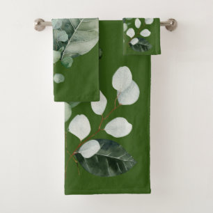 NATURES GIFT GREEN BOTANICAL TOWEL SET