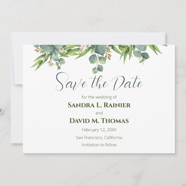 Natures Greenery Save the Date Cards (Front)