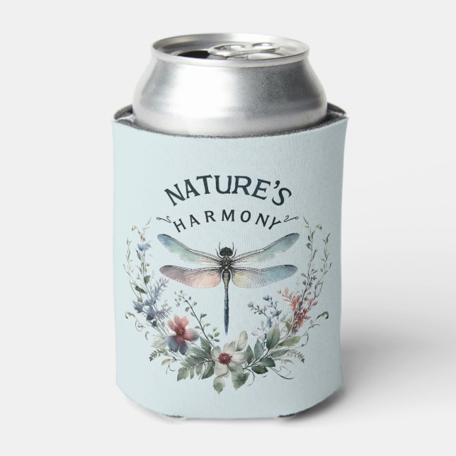 Nature's Harmony - Artistic Dragonfly Can Cooler (Can Front)
