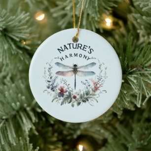 Nature's Harmony - Artistic Dragonfly Ceramic Tree Decoration
