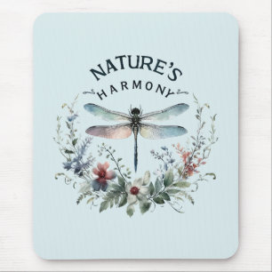 Nature's Harmony - Artistic Dragonfly Mouse Pad
