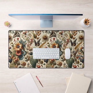 Nature's Harmony: Botanical Seamless Pattern Desk Mat