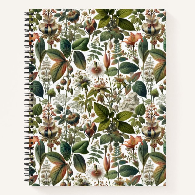 Nature's Harmony: Botanical Seamless Pattern  Notebook (Front)