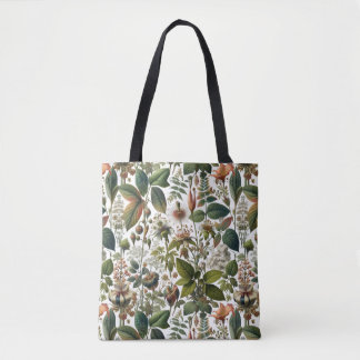 Nature's Harmony: Botanical Seamless Pattern Tote Bag