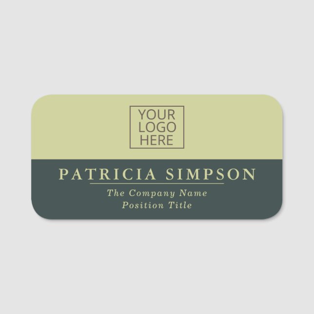 Nature's Harmony: Hunter Green & Pistachio Yellow Name Tag (Front)