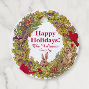Nature's Holiday Wreath Favour Tags