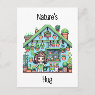 Nature's Hug   Cute Plant Lovers Pixel Art Postcard