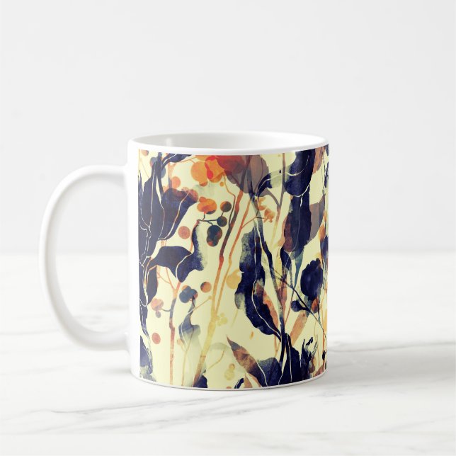 Nature's Imprints: Floral Leaves Seamless. Coffee Mug (Left)
