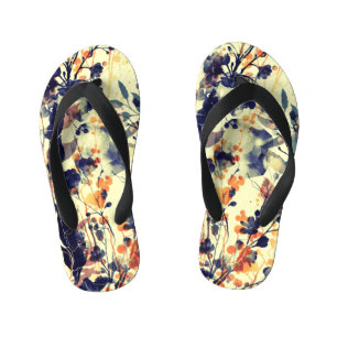 Nature's Imprints: Floral Leaves Seamless. Kid's Jandals