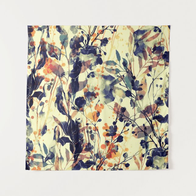Nature's Imprints: Floral Leaves Seamless. Tapestry (Front)