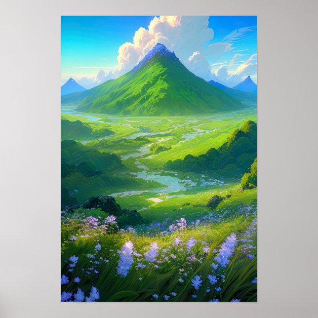 Nature's Majesty, Green Volcano Poster (Front)