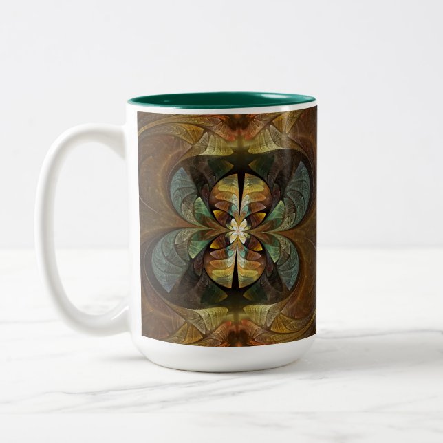 Natures Matrix Bumble Bee Abstract Two-Tone Coffee Mug (Left)