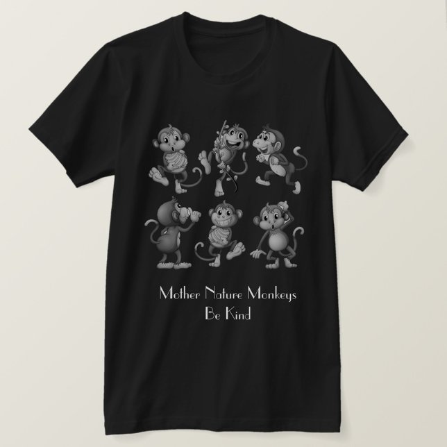 Natures  Monkeys T-Shirt (Six cute cartoon monkeys!)