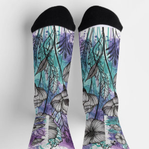 Nature's Palette: Purple, Teal, and Blue Splendour Socks