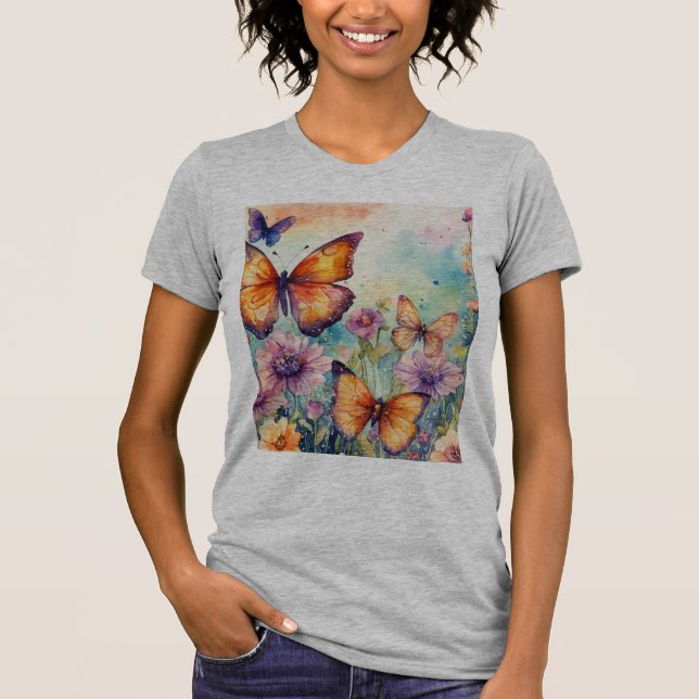 Nature's Palette: Watercolor Butterfly T-Shirt** T-Shirt (Front)