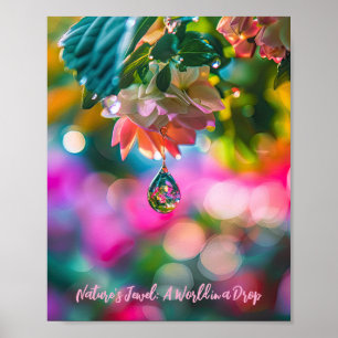 Nature's Prism: Dewdrop on Flower Petal Poster
