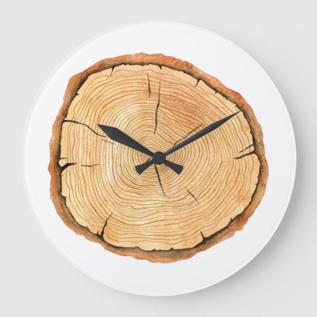 Nature's Rings: Tree Texture Triumph Large Clock (Front)