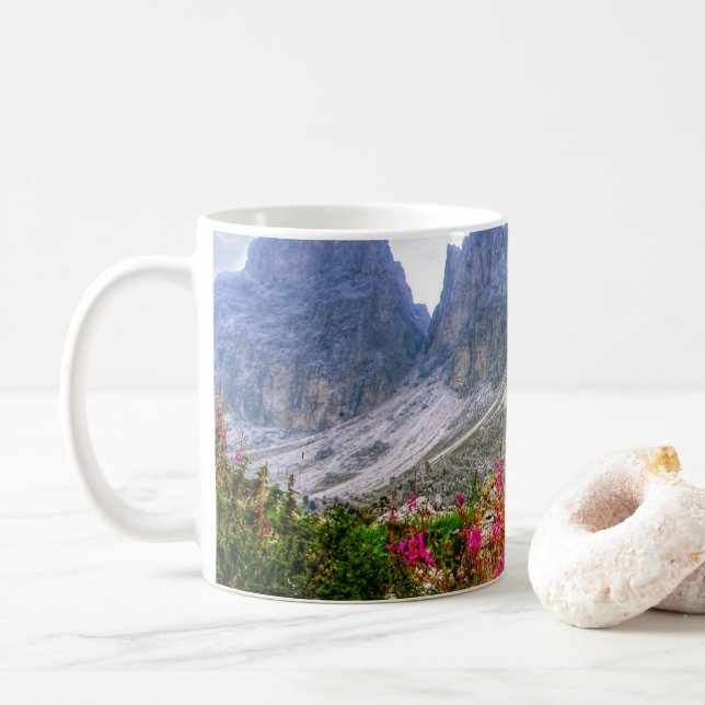 Nature's Symphony: Mountain Landscape  Coffee Mug (With Donut)