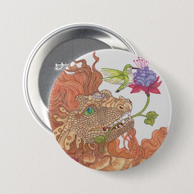 Nature's Treasures Dragon 7.5 Cm Round Badge (Front & Back)