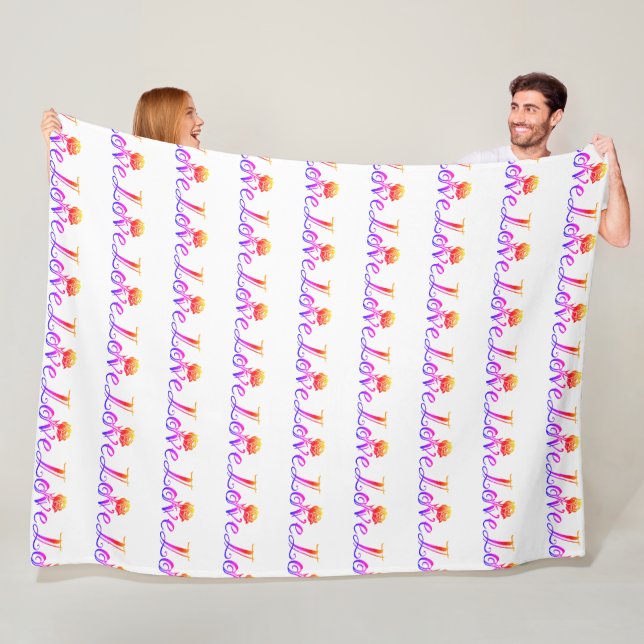 Nature's Typography: Love in Every Letter Fleece Blanket (In Situ)