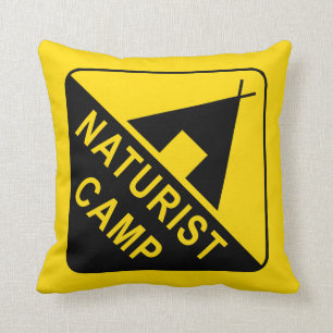Naturist Camp Sign Cushion