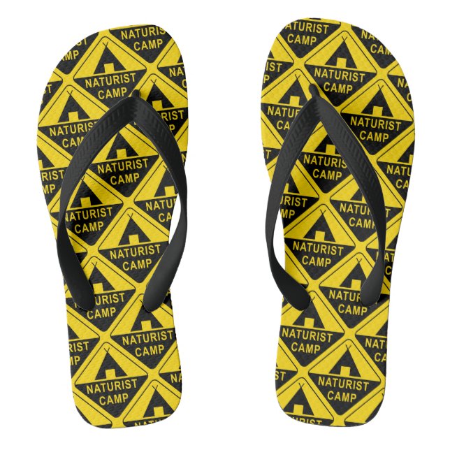 Naturist Camp Sign Print Jandals (Footbed)