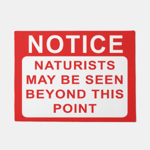 Naturist - Warning Sign Notice Doormat