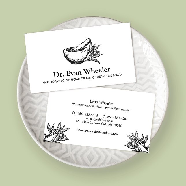  Naturopathic Doctor Mortar and Pestle  Business Card (Creator Uploaded)