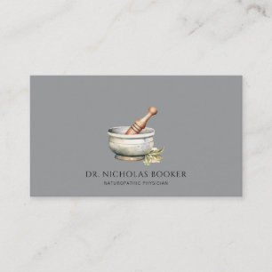 Naturopathic Doctor Mortar Pestle Black Business Card