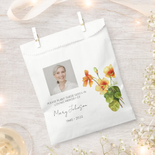 Naturtium Simple Photo Funeral Seed Favour Bags