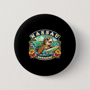 Nau Hamas Cute Sea Turtle Surfing 6 Cm Round Badge