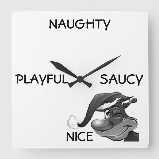 "NAUGHT/NICE WINKING ELF CHRISTMAS CLOCK (Front)