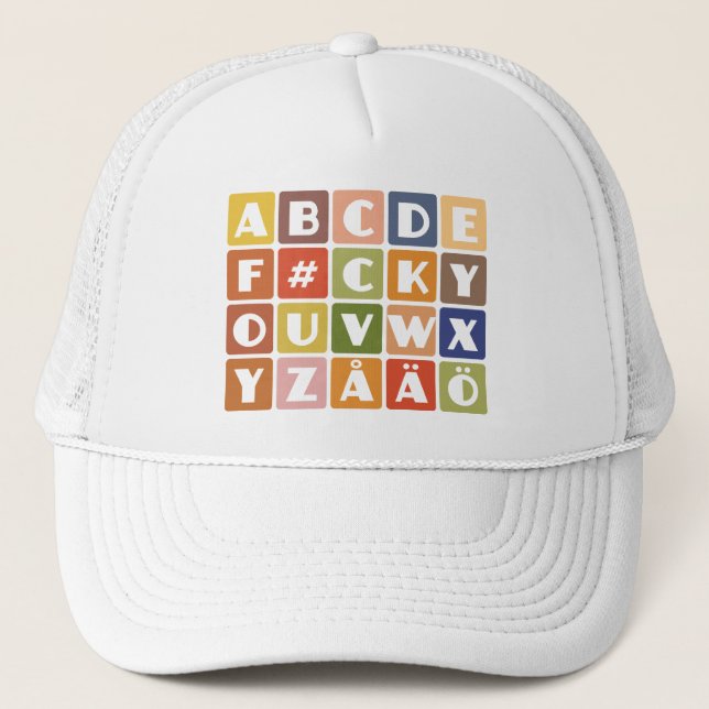 Naughty Alphabets hat - choose colour (Front)