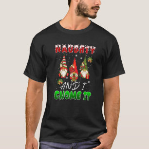 Naughty and I Gnome It Christmas Cute Gnomes Famil T-Shirt