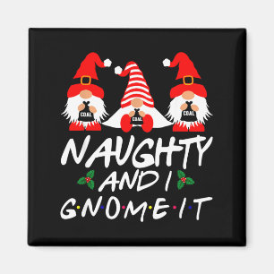 Naughty And I Gnome It Christmas Gnomes Funny Xmas Magnet