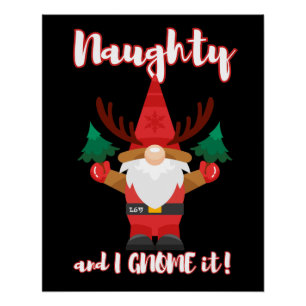 NAUGHTY AND I GNOME IT funny christmas          Poster