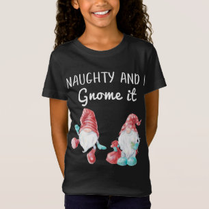 Naughty And I Gnome It Watercolor Christmas Gnomes T-Shirt