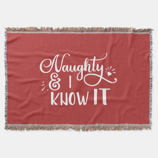 naughty and I know it Funny Christmas Throw Blanket (Front)